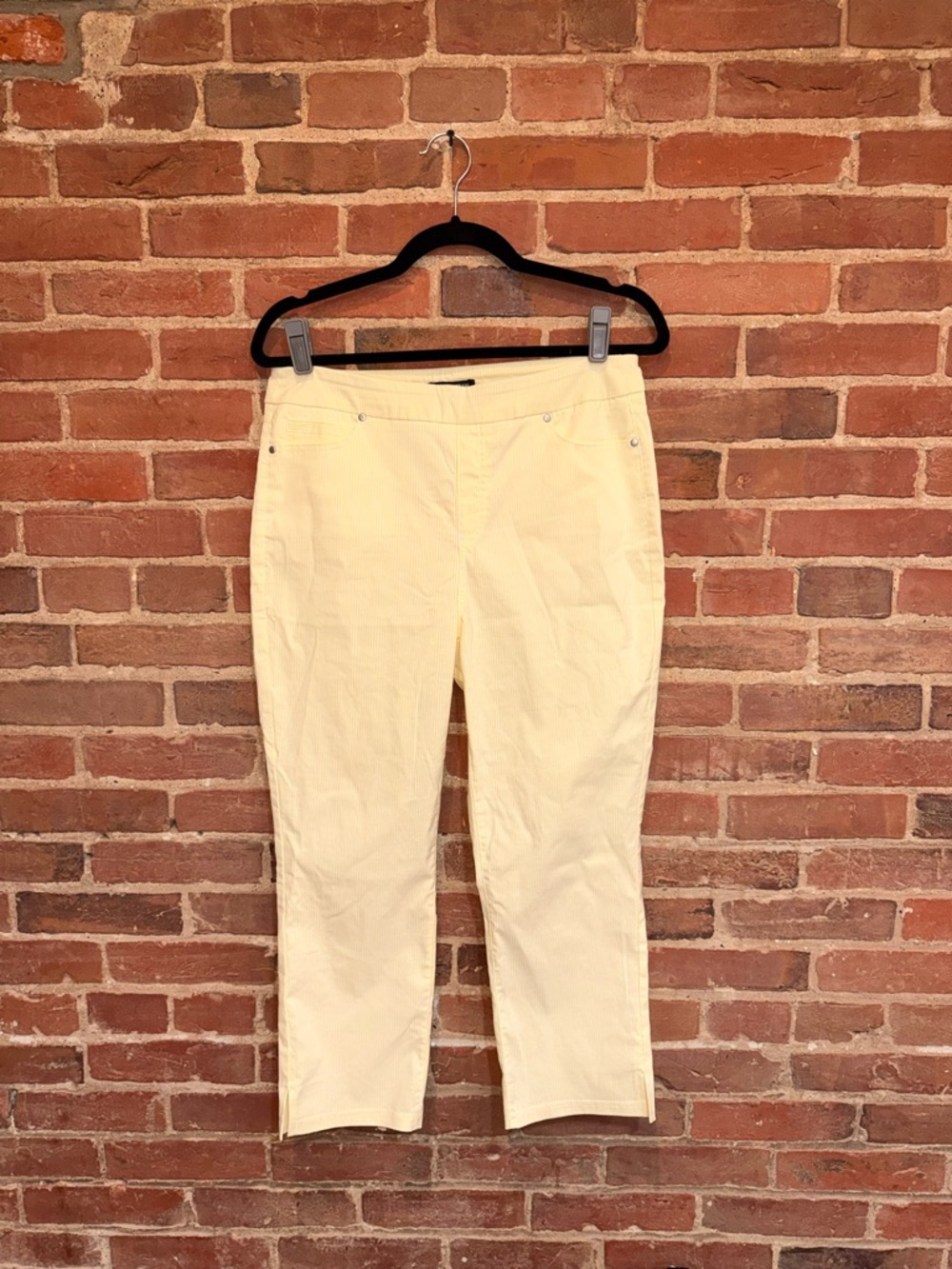 Light Yellow Stripped Cropped Pants